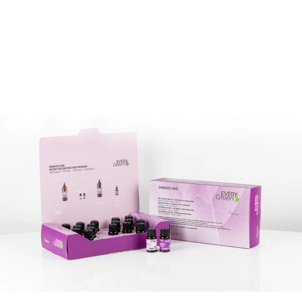 EVERYGREEN DAMAGED SÉRÜLT HAJRA Azonnali rekonstrukció - Booster kezelés VEGÁN 18×10ml.