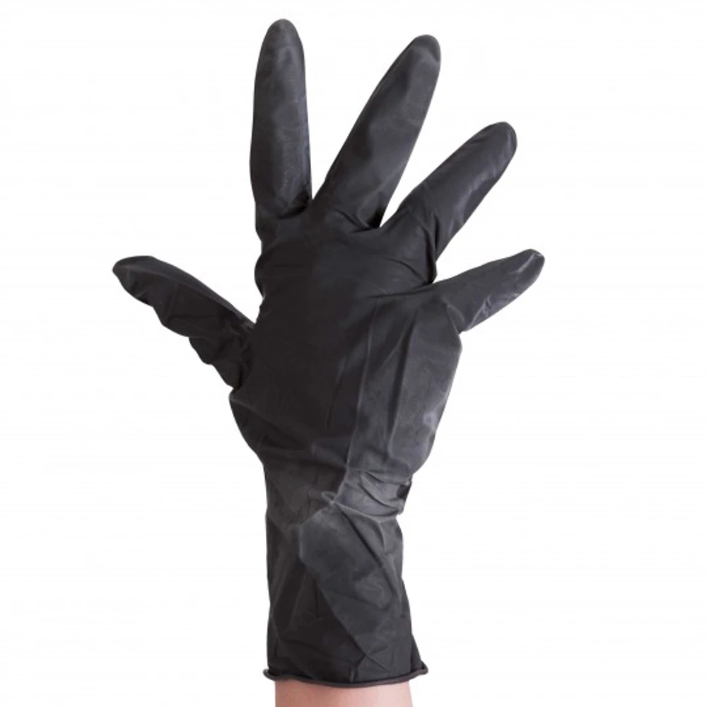 Fekete latex kesztyű M-es