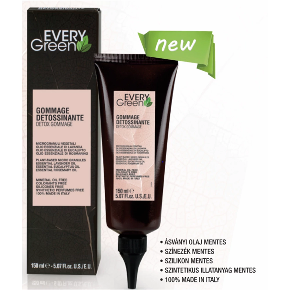 EVERYGREEN DETOX MÉREGTELENÍTŐ FEJBŐRRADÍR (zsíros, korpás, normál fejbőrre, hajhullásra) 150ml.